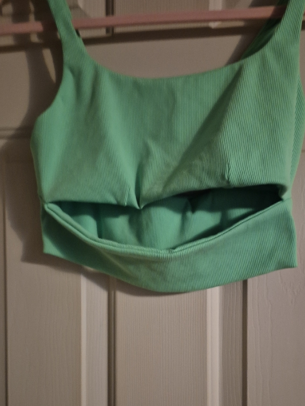 ALO Yoga Mint Green Ribbed Cutout Crop Top